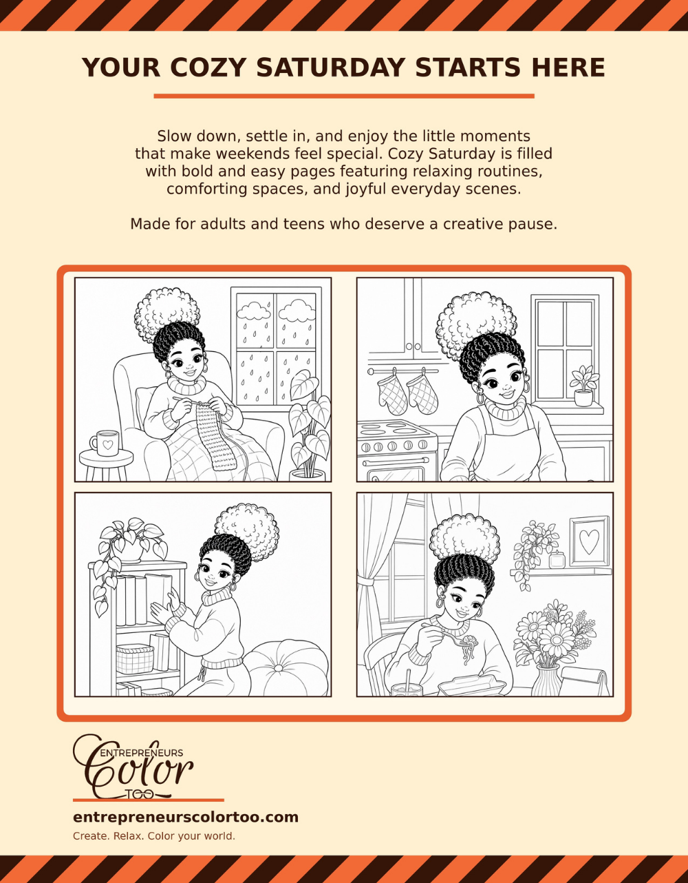 Cozy Saturday Coloring Book for Adults and Teens
