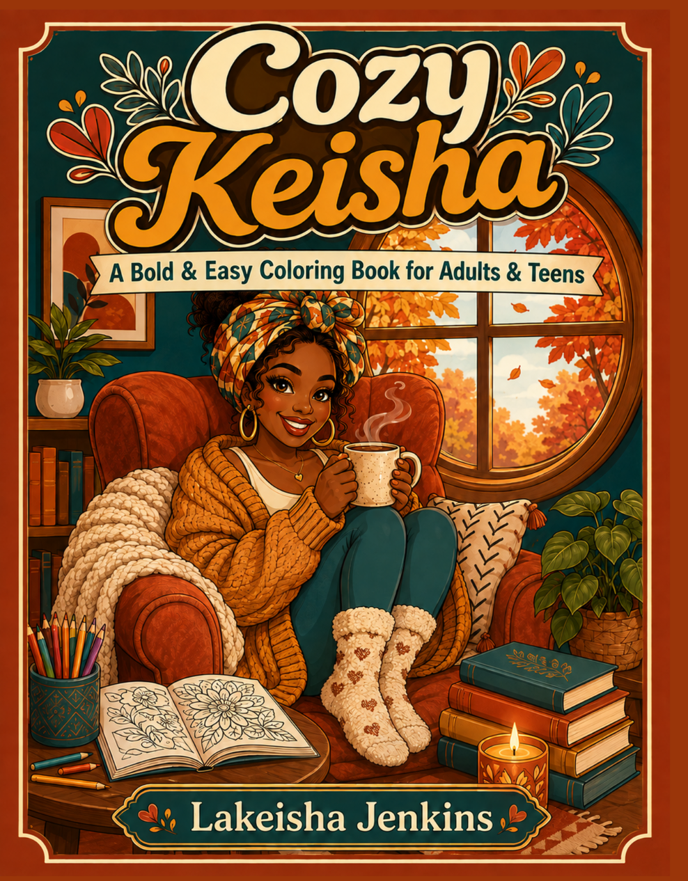 Cozy Keisha: Bold and Easy Coloring Book for Adults & Teens