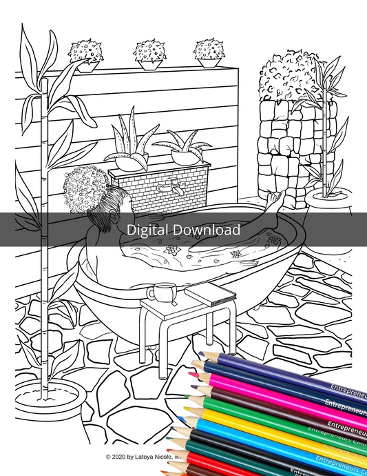 Self Care - Bath Girl Coloring Page (DOWNLOAD)